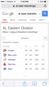standings